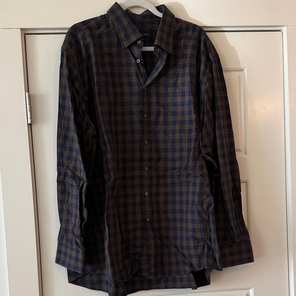 Navy and Brown Plaid Men's Shirt